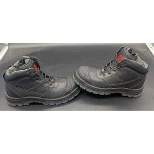 ROCKROOSTER Mens Black Work Boots, Steel Toe Side Zip Size 13 - NO INSOLES READ!